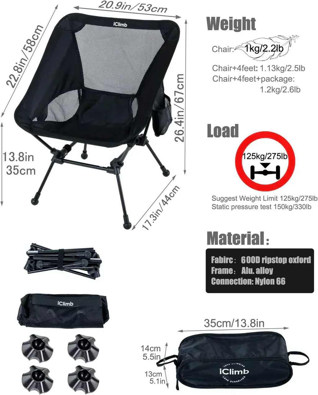Ultralight Compact Camping Folding Beach Chair