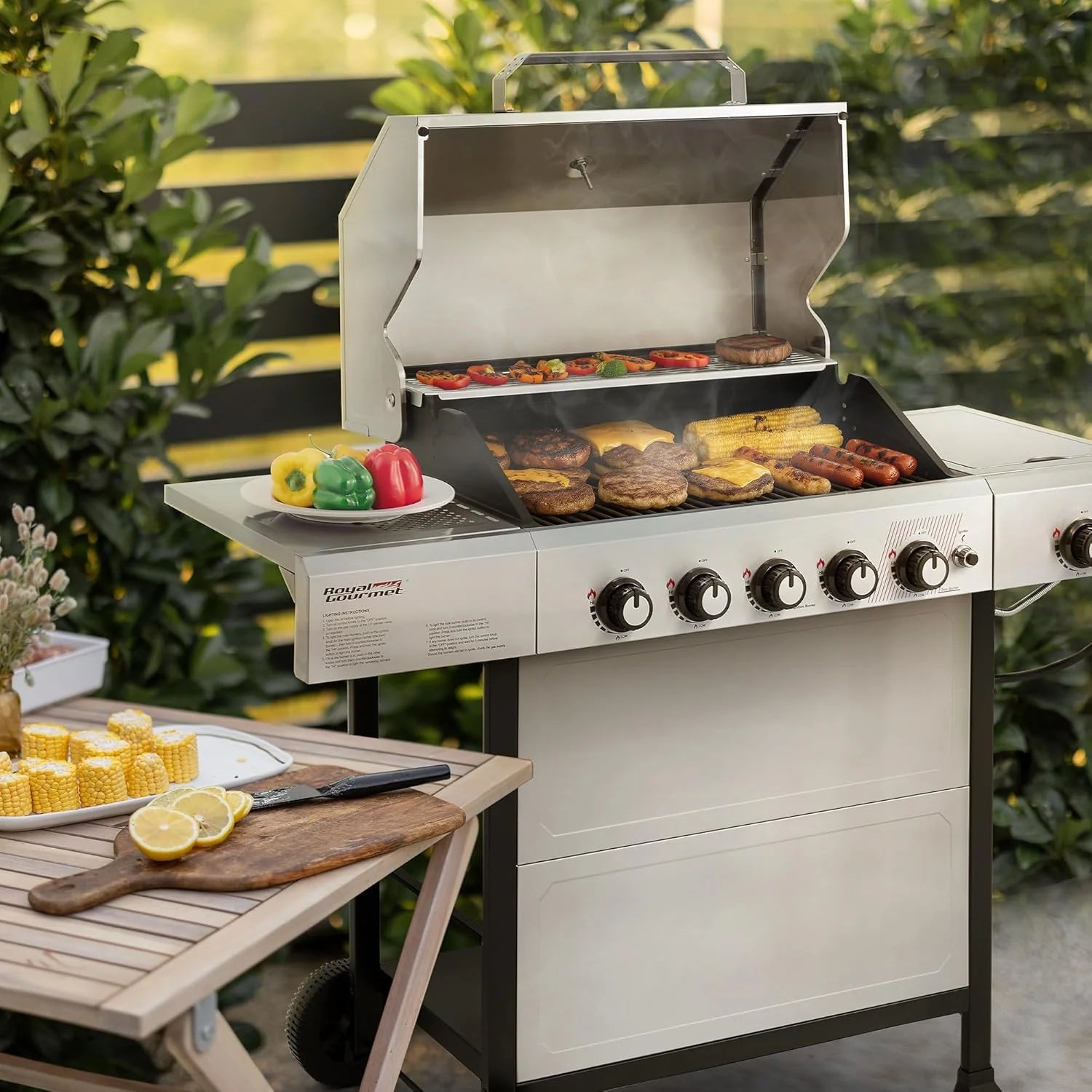 Royal Gourmet GA5401T 5-Burner Grill Liquid Propane Gas Grill with Side Burner