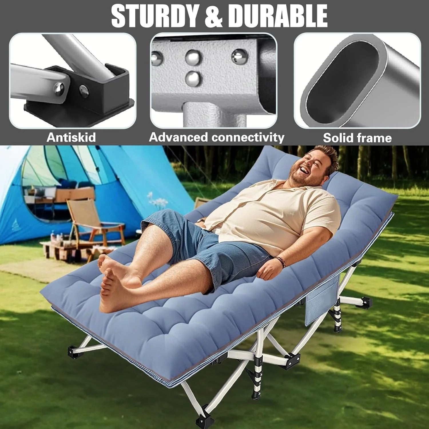 2 Pack Camping Cot with Mattress Comfortable Sleeping Cot Camping Cots for Adults 2 Person Folding Cot Heavy Duty Cots for Sleeping with Carry Bag Outdoor Indoor Home Vacation