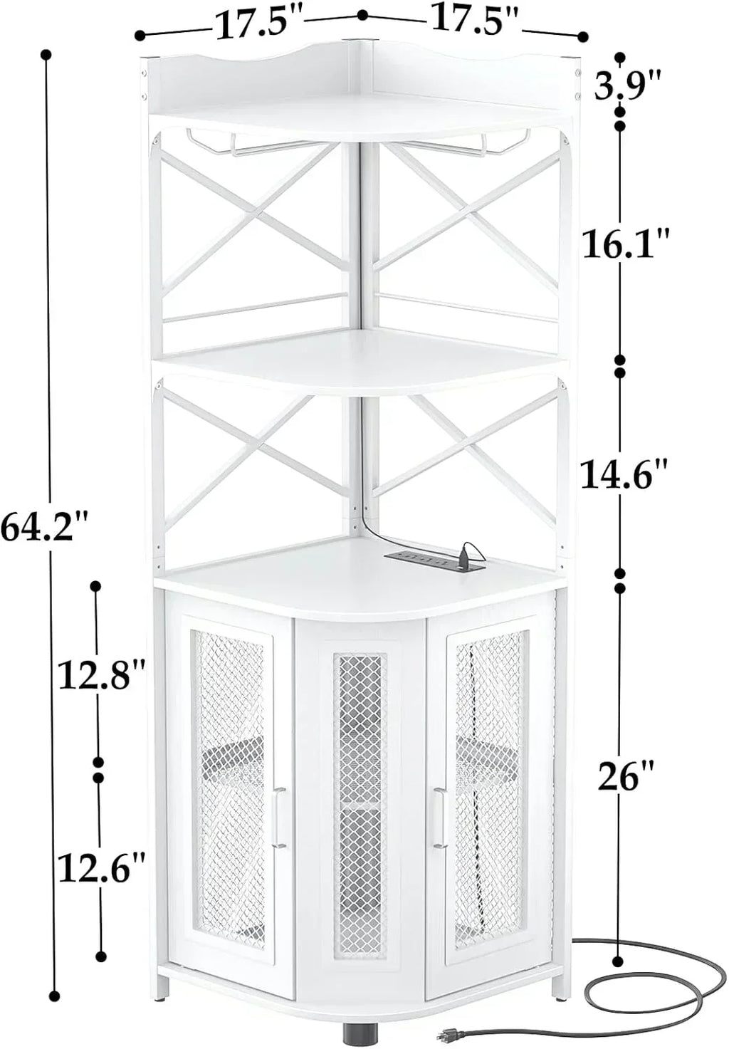 Corner bar cabinet with power socket industrial style wine cabinet light strip and glass rack