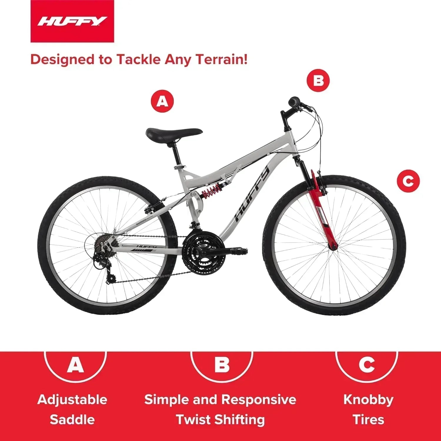 Huffy Stone Mountain Hardtail Mountain Bike for Boys/Girls/Men/Women 20/24/26 Sizes