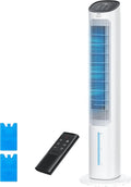 DREO Portable Air Conditioners Fan, 40?Standing Fans that Blow Cold Air, Portable AC?0�� Oscillating Evaporative Air Cooler��Removable Water Tank, Ice Packs, Remote Control, 4 Speeds, 7H Timer, White
