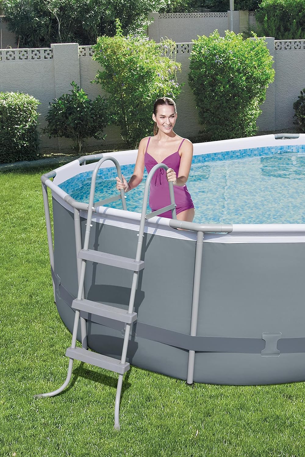 Power Steel 14' x 8'2 x 39.5 Oval Above Ground Pool Set | Includes 530gal Filter Pump, Ladder, ChemConnect Dispener