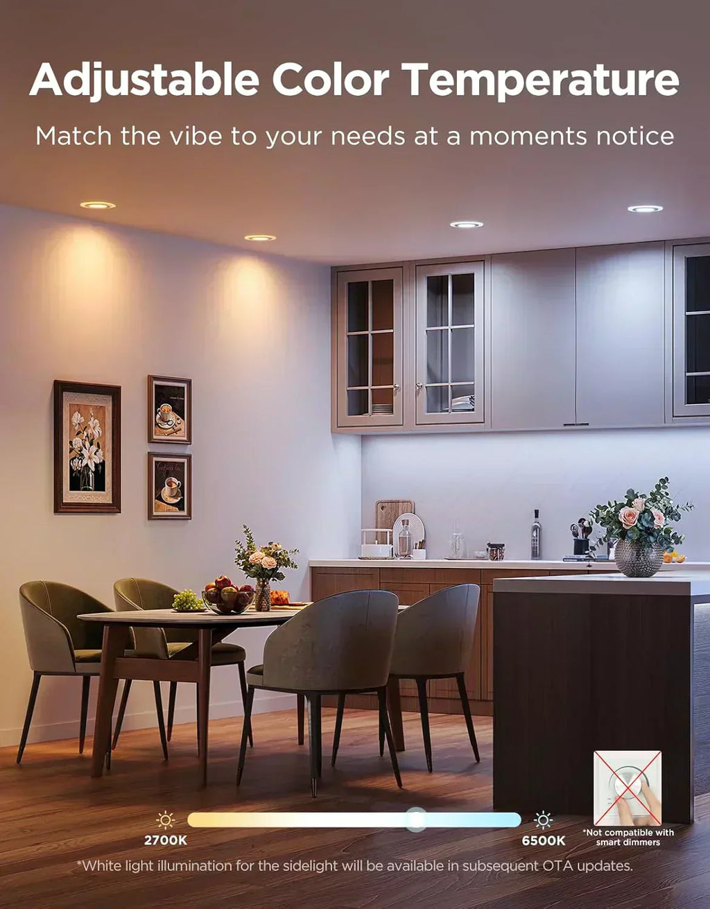 Smart Recessed Lighting 6 Dimmable 1100LM Canless Downlight with Junction Box