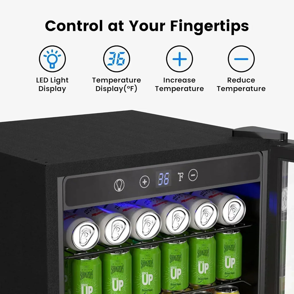 Beverage Refrigerator Cooler 126 Can Mini Fridge Glass Door for Drinks Soda Beer Wine Refrigerator