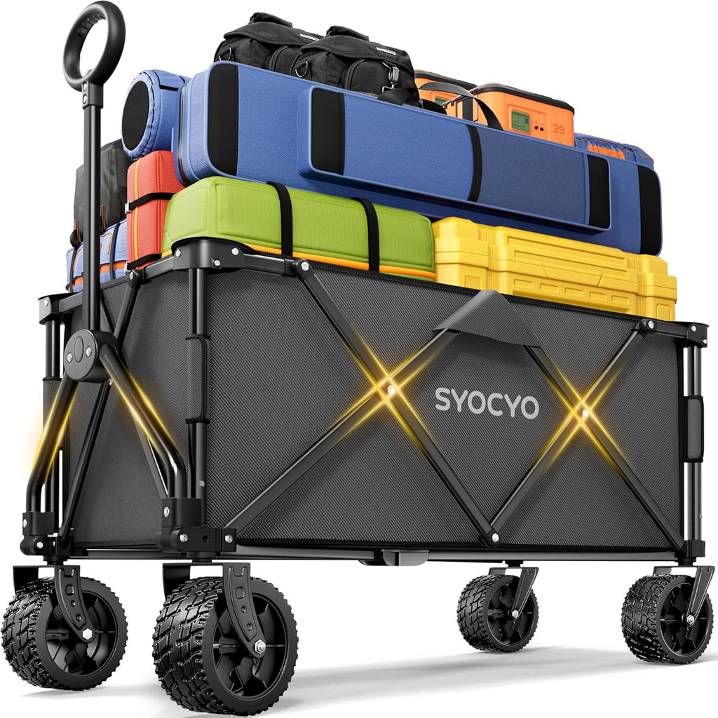 Large wheel foldable beach cart foldable beach cart with all-terrain wheels large load capacity