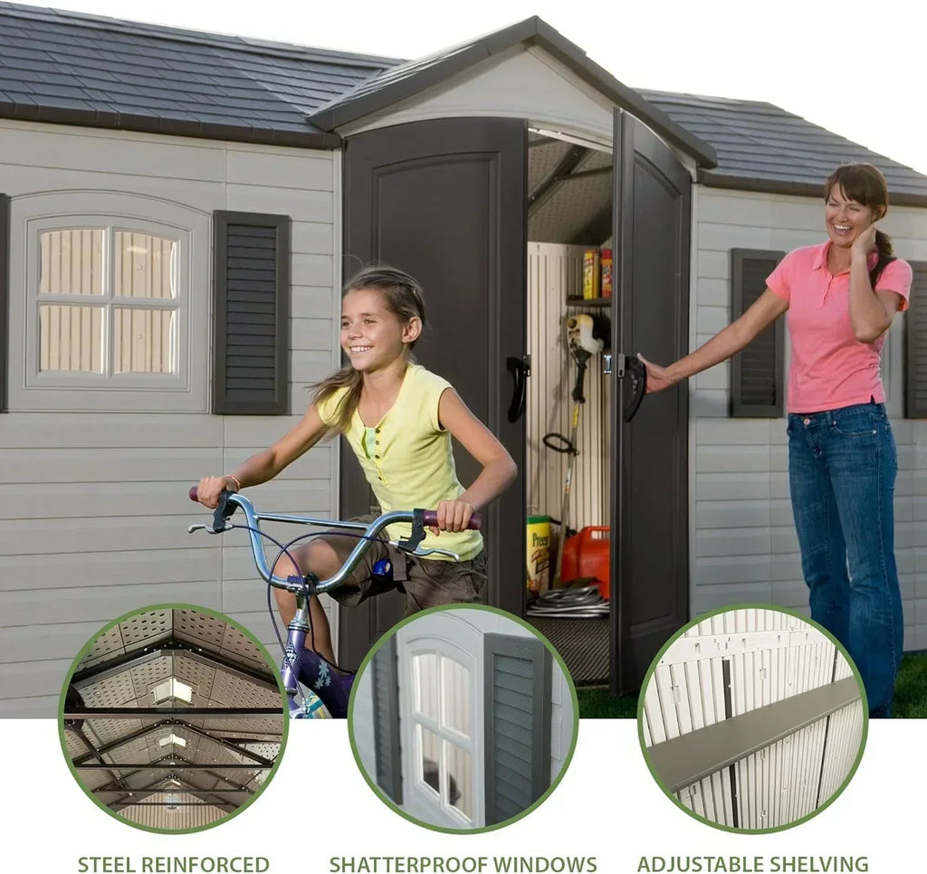 Lifetime 6446 Outdoor Storage Shed 8 x 15 Foot Desert Sand