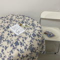 Tischdecke mit blauem Rosen-Blumenmuster, Vintage-Baumwoll-Leinen-Stil, perfekt zum Essen oder Picknicken