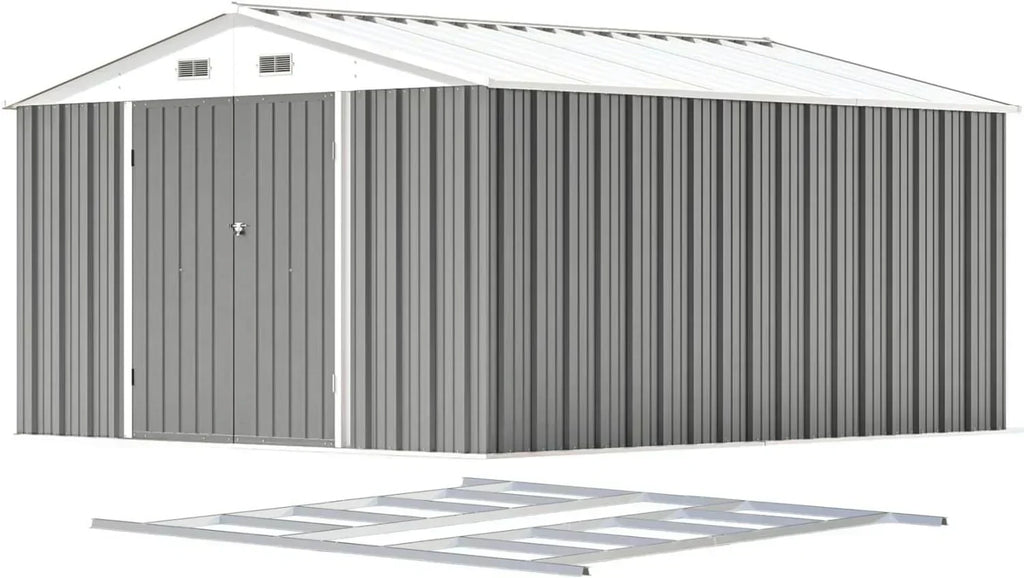 Patiowell 5x3 FT Outdoor Storage Shed Tool Shed with Sloping Roof and Lockable Door Metal Shed