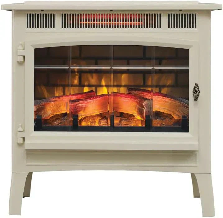 Freestanding Electric Fireplace Stove Heater with 3D Flame Effect for 1000 Sq. Ft