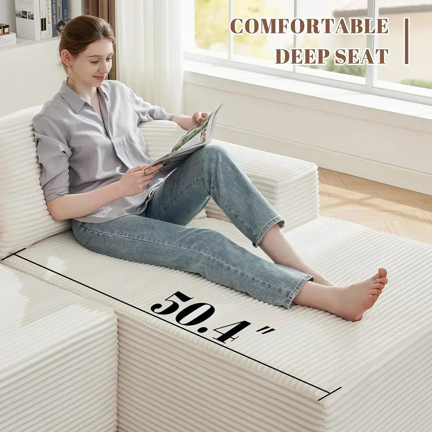 110-inch cloud sofa boneless sofa in the living room modular sofa with deep seats