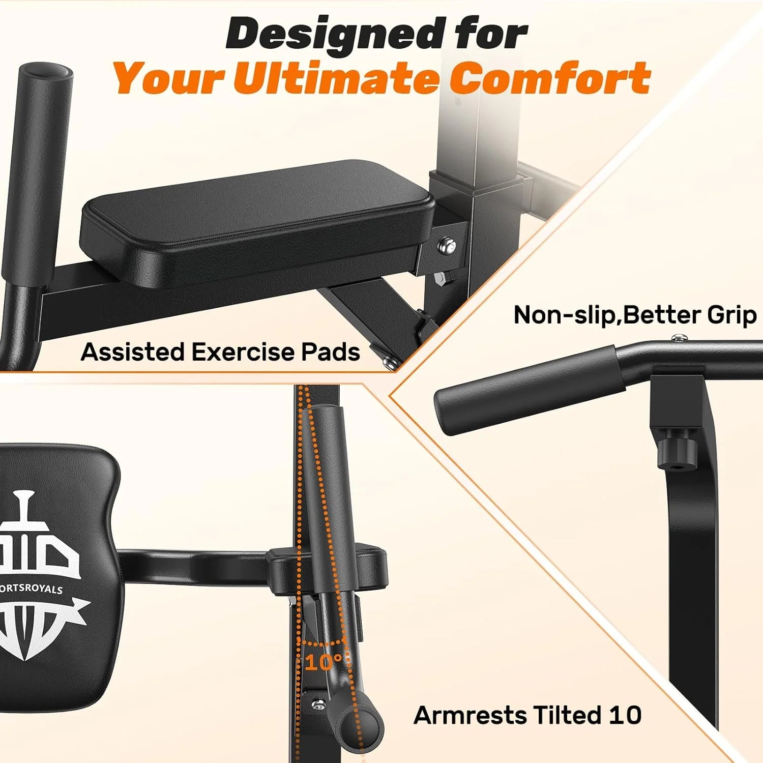 Sportsroyals Power Tower Pulp Up Bar Station, 450 lbs stable suspended immersion tilt station