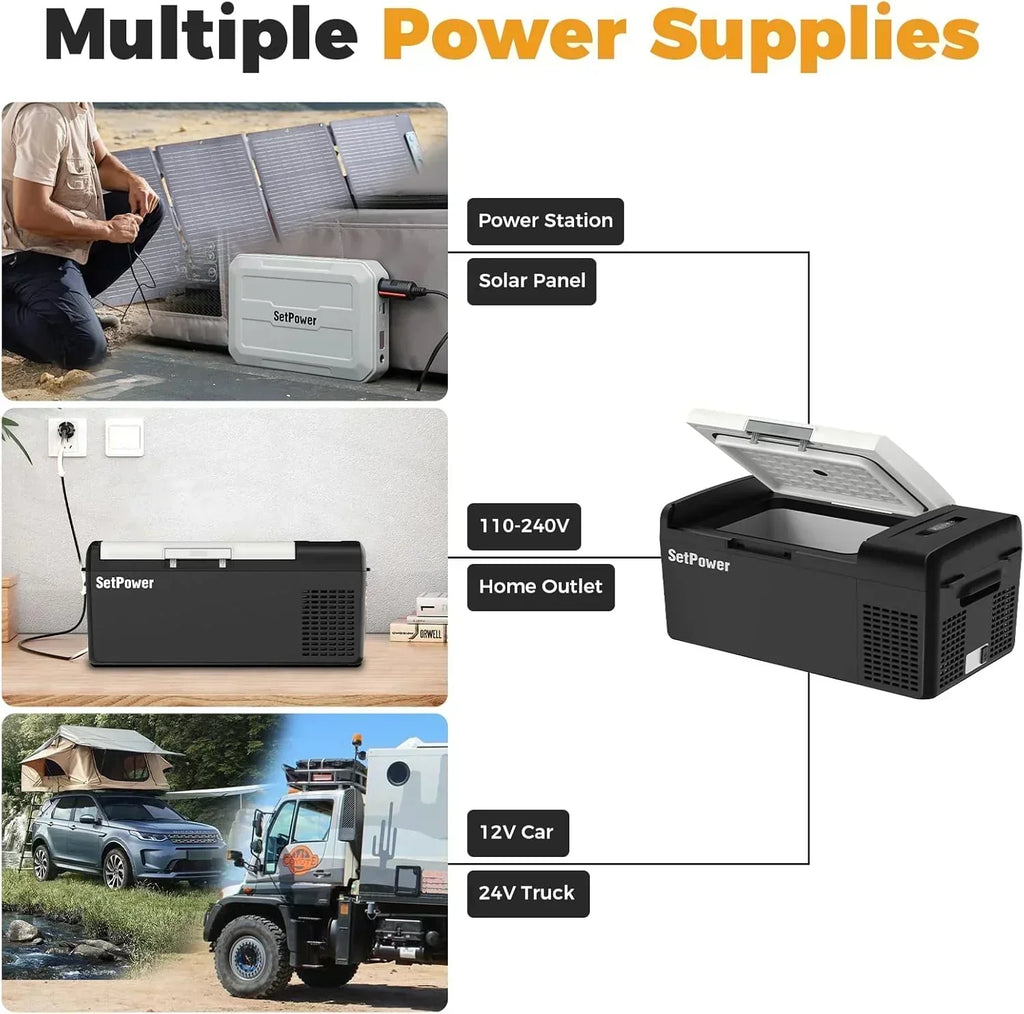 12V Refrigerator 21 Quart Portable Freezer 50 Hours Keep Cool Electric Cooler Car Refrigerator