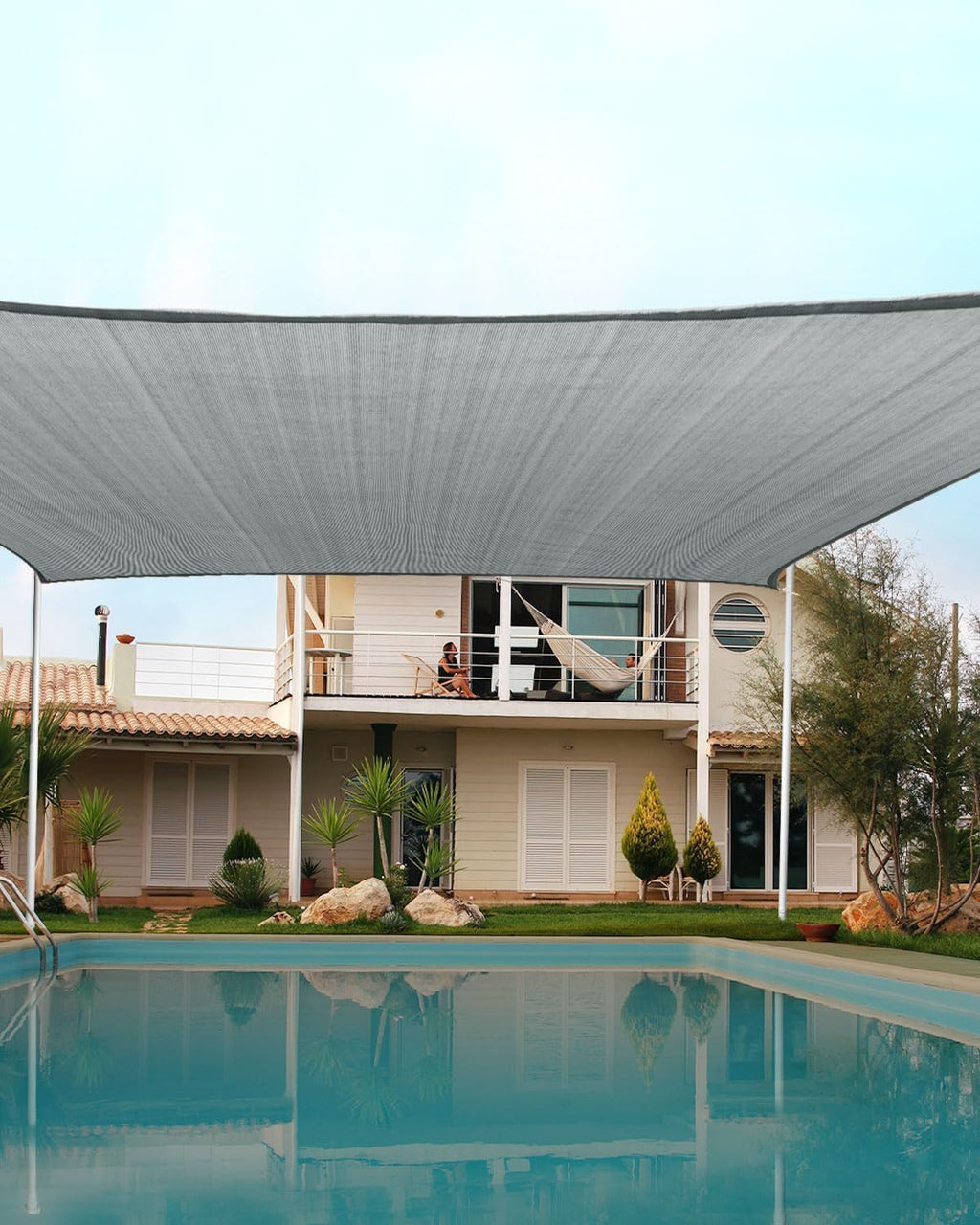 Quictent 20X20FT 185G HDPE Square Sun Shade Sail Canopy 98% UV Block Outdoor Patio Garden with Hardware Kit (Brown)