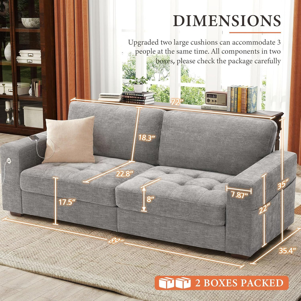 111.4 Inch L Shaped Modern Sofa Modular Cloud Sofa with Ottoman 4 Seater Chenille Deep Seat Sofa