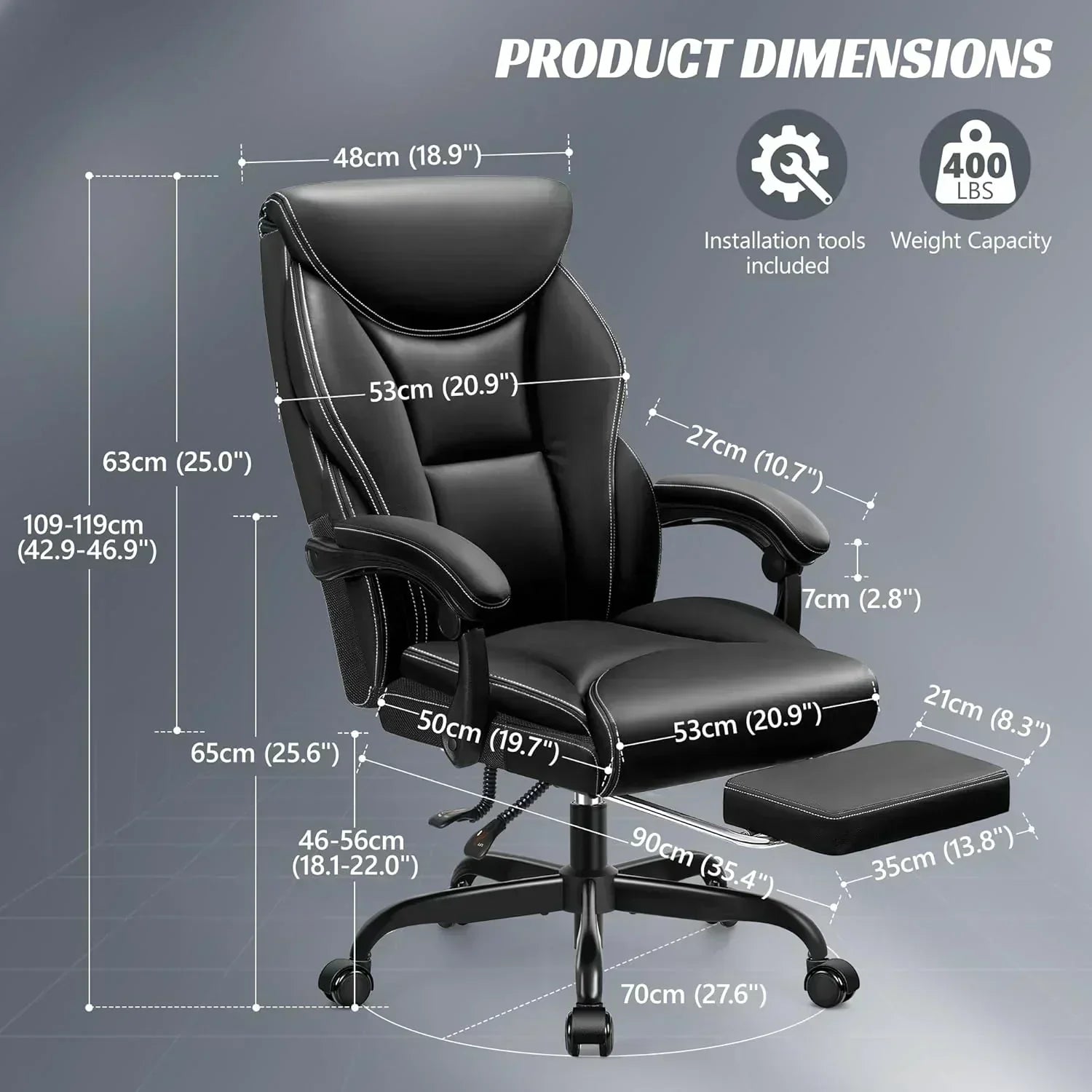 Office Chair Large High-Foot Computer Desk Chair Chair Lumbar Support Rotating Computer Chair