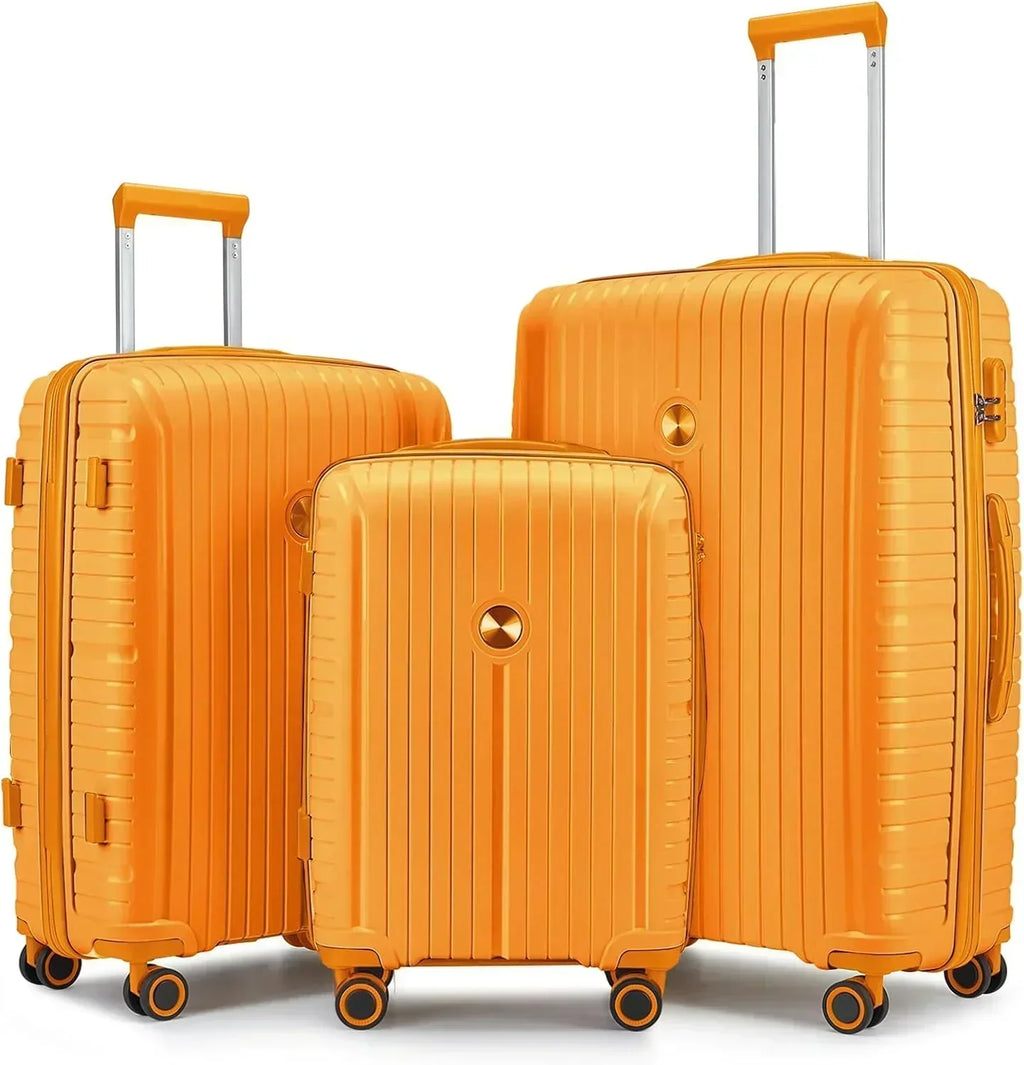 5-piece PP hardshell lightweight travel carry-on luggage set with dual spinner wheels