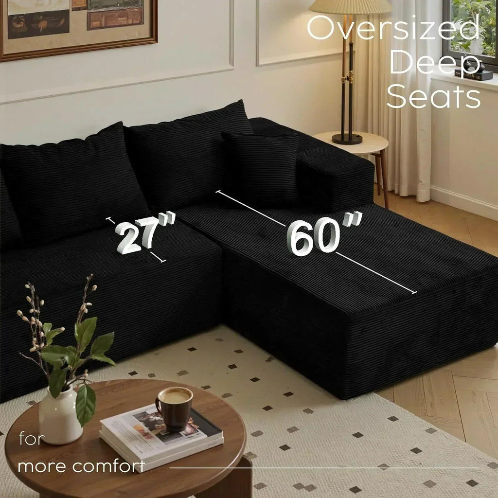 Cloud sofa with L-shaped lounge chair modern modular sofa with deep seats