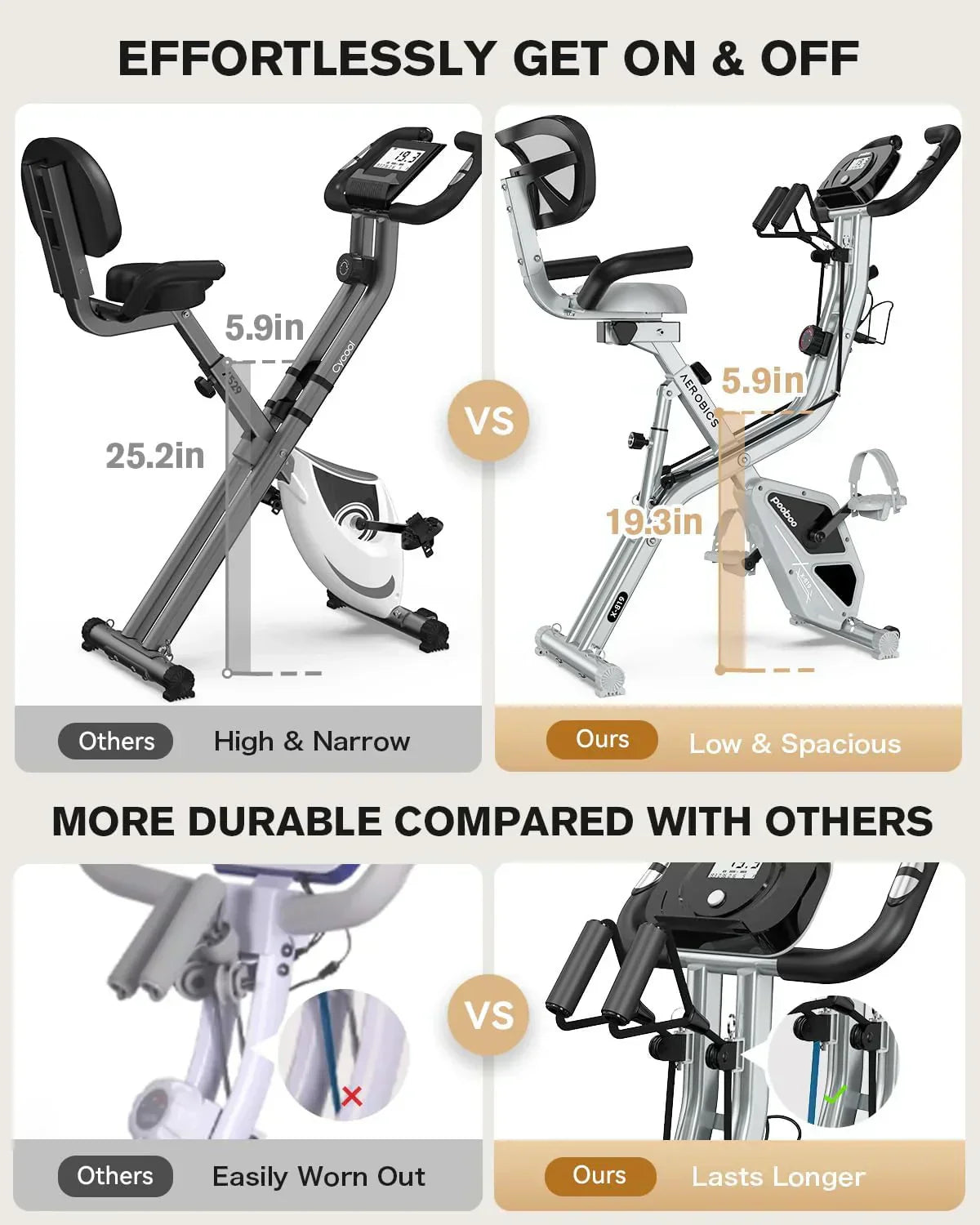 pooboo Folding Exercise Bike Foldable Fitness Stationary Bike Machine Upright Indoor Cycling Bike
