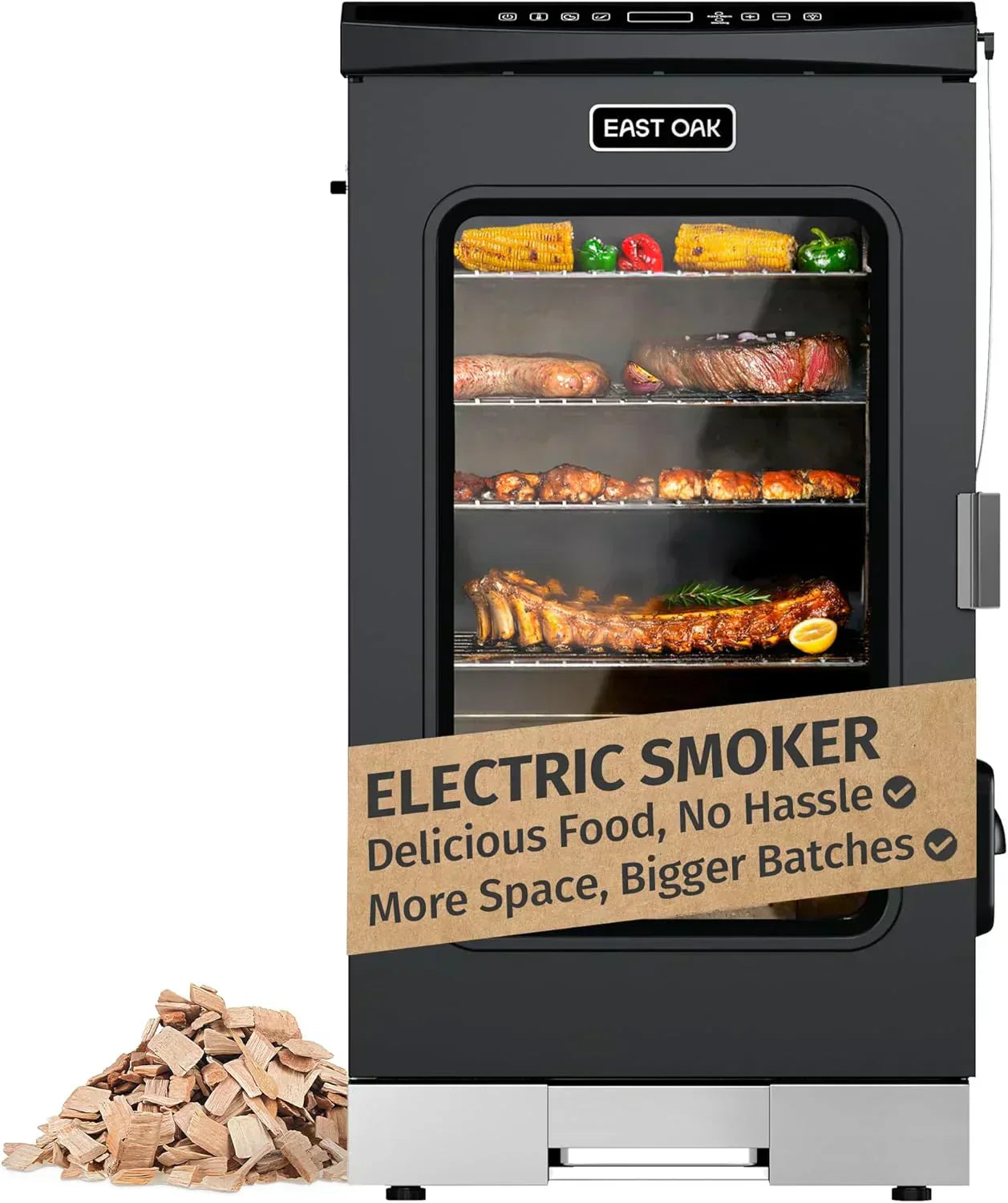 EAST OAK 30 Outdoor Electric Smoker Built-in meat probe smokes up to 6 times longer