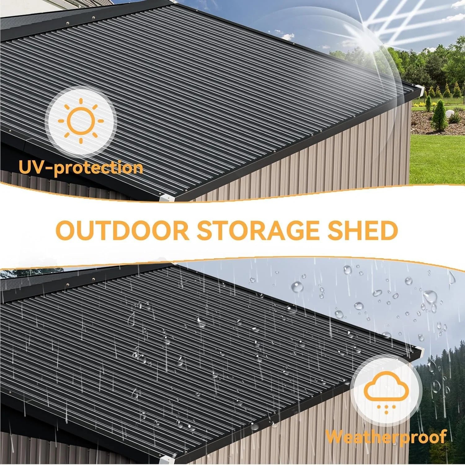 Aoxun 6.2x4 FT Shed Outdoor Storage Shed Metal Garden Shed Slooping Roof Tool Shed Bike Shed