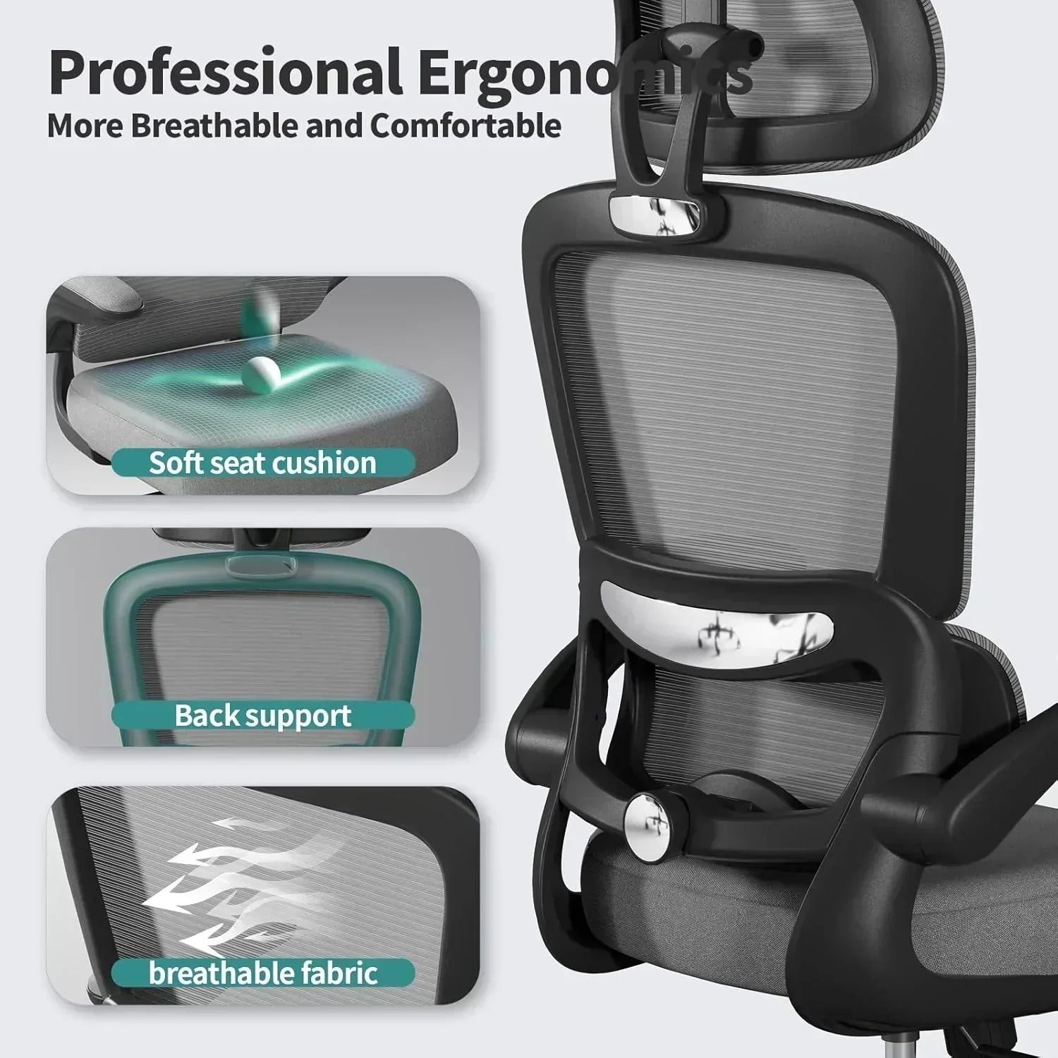 TRALT Office Chair Ergonomic Desk Chair 330 lbs Home Gaming Chair with Wheels