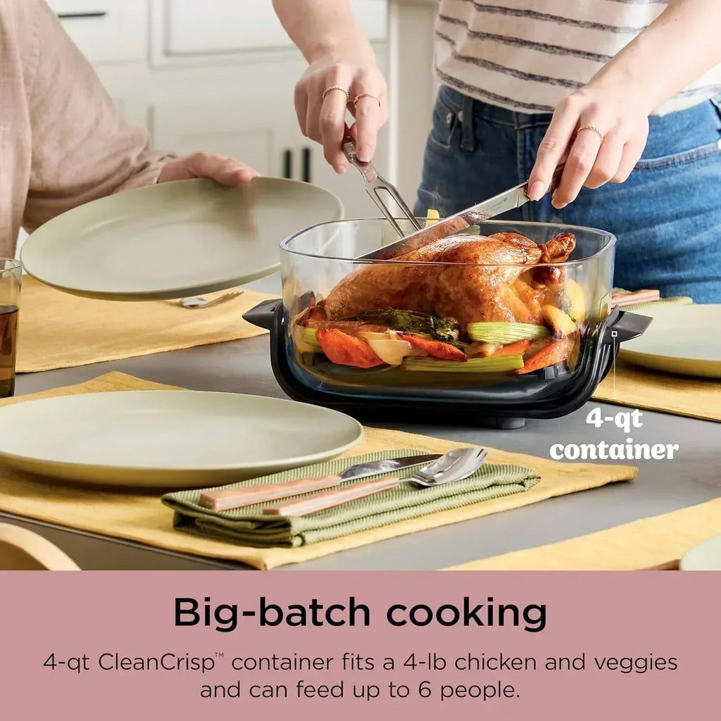 Ninja Crispi 4 in 1 Portable Glass Air Fryer Cooking System 4QT 6 Cup TempWare Glass Containers