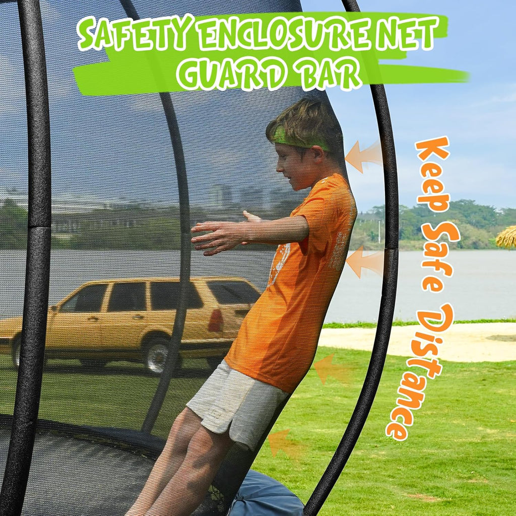 Gigu 10FT 12FT 14FT Recreational Trampolines with Enclosure Net and Ladder Anti-Rust Coating