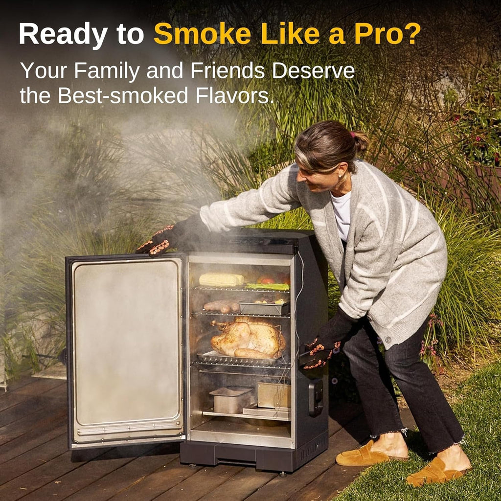 EAST OAK 30 Outdoor Electric Smoker | Built-in meat probe, smokes up to 6 times longer in a single load, side loader for uninterrupted smoking