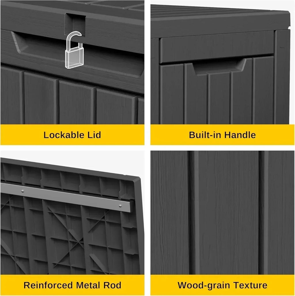 EAST OAK Outdoor Storage Box 60 Gallon Deck Box Indoor and Outdoor Use Waterproof Resin Storage