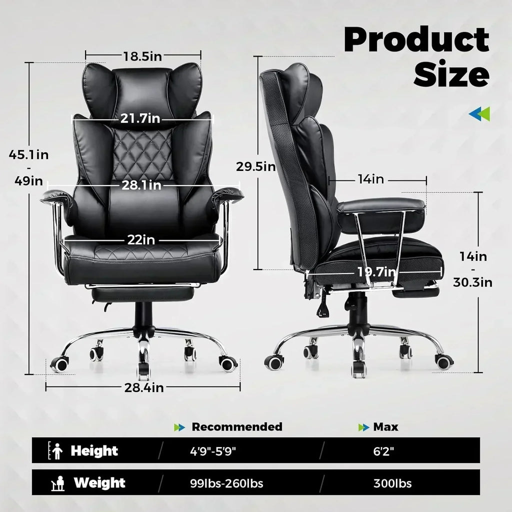 Large high back office chair high back leather gaming chair with footrest
