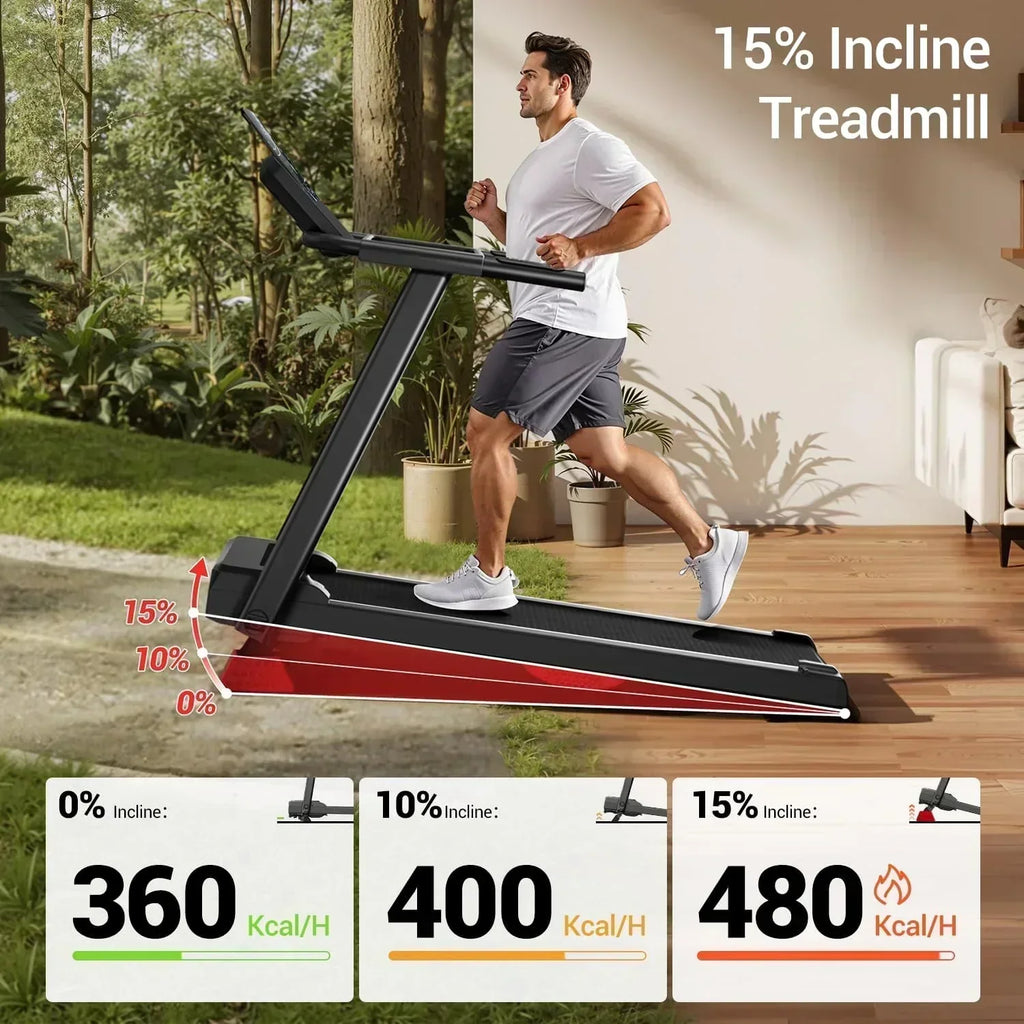 Home Treadmill 15% Incline Treadmill 3.0 hp Quiet Brushless Dual Cushion System