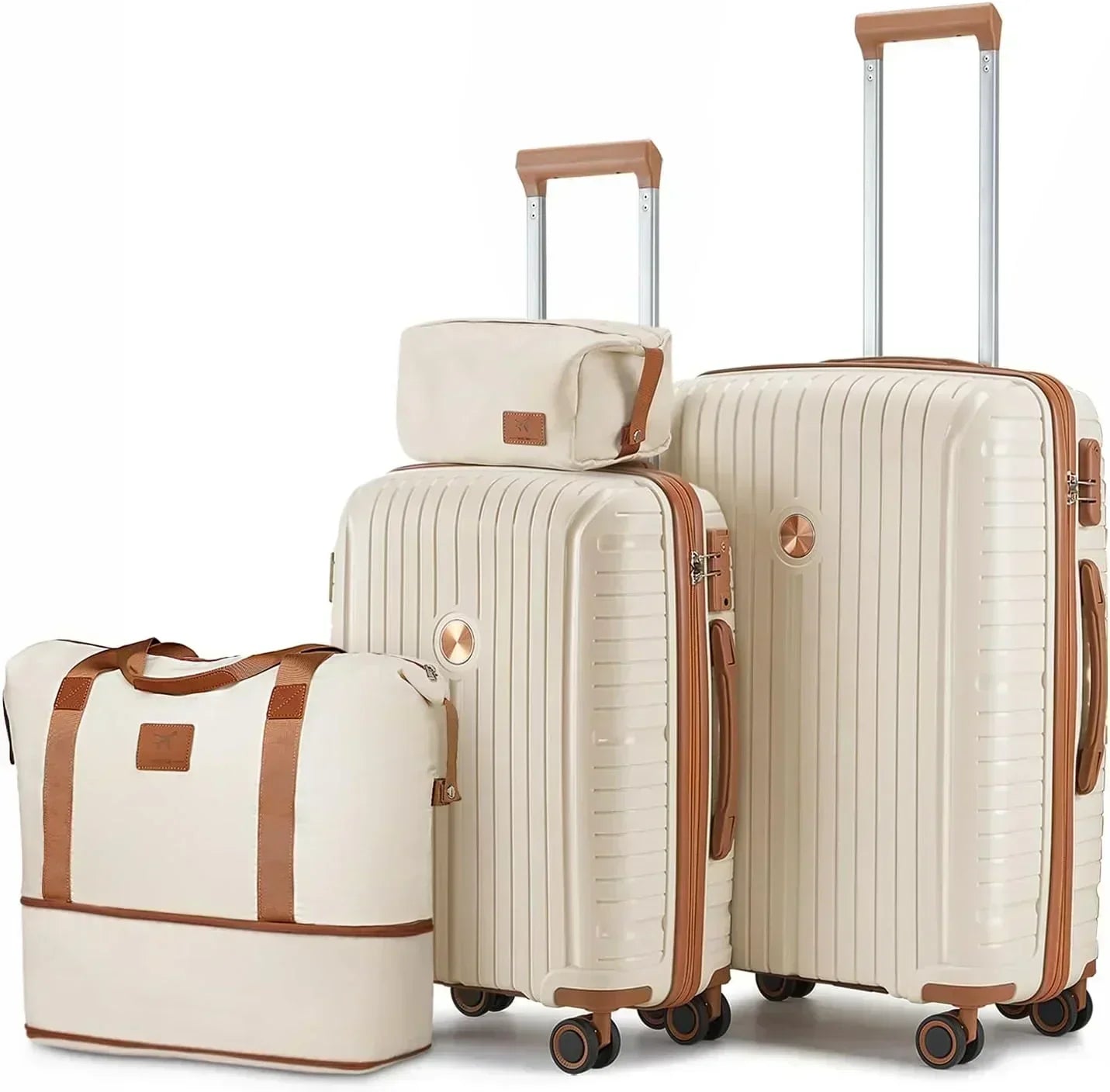 5-piece PP hardshell lightweight travel carry-on luggage set with dual spinner wheels
