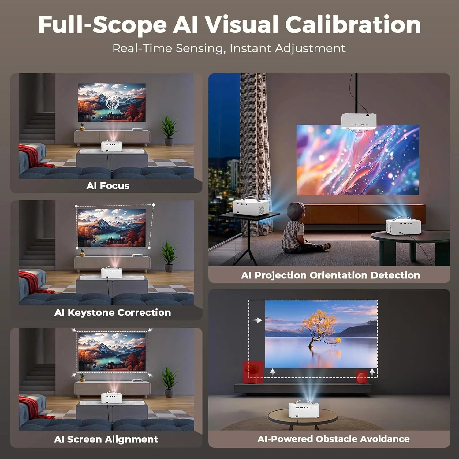 [5000+ Official-Apps & 3200 ANSI & 50W Dolby Audio] Outdoor-Projector-4k with WiFi