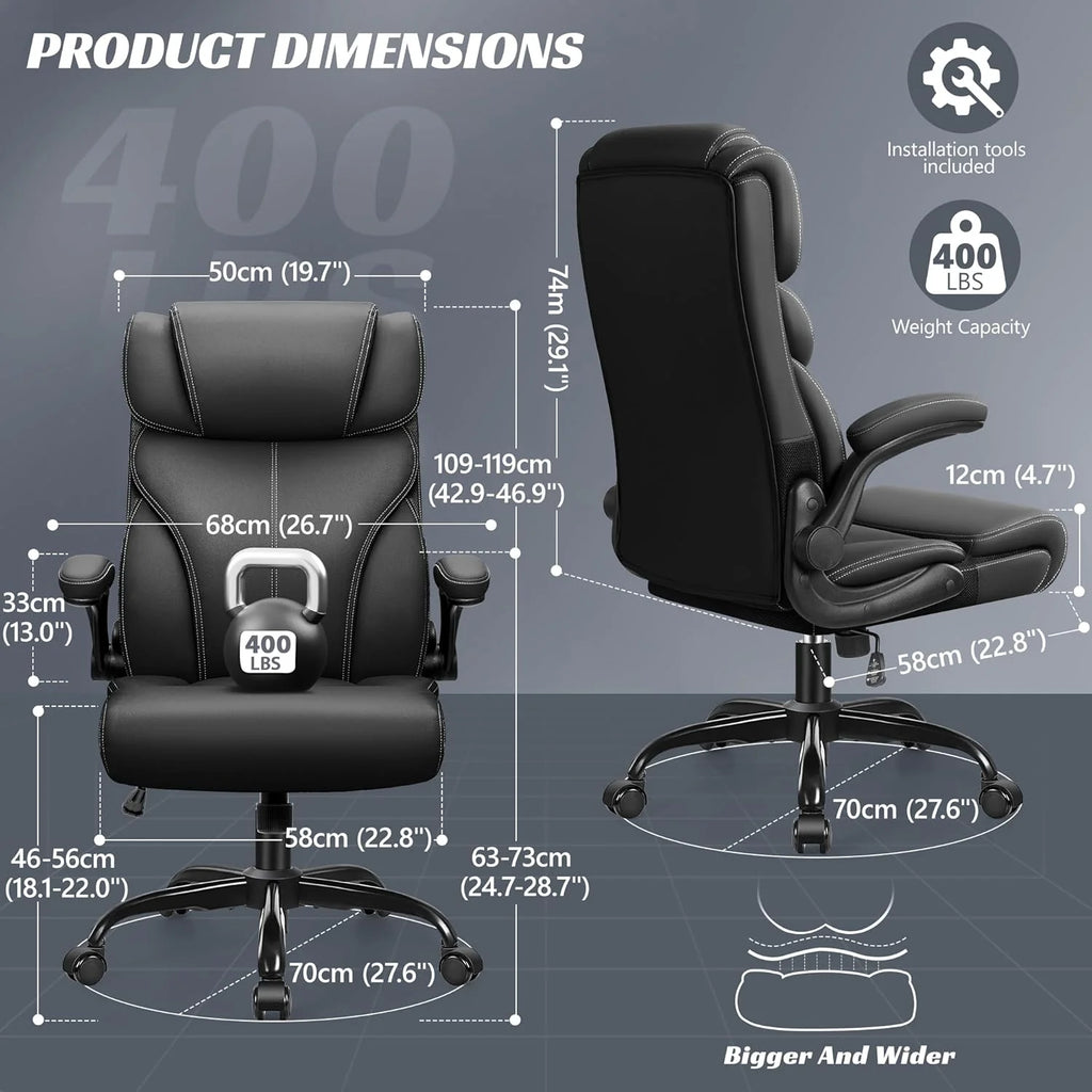 Office Chair Large High-Foot Computer Desk Chair, Breathable Leather Chair Lumbar Support Rotating Computer Chair
