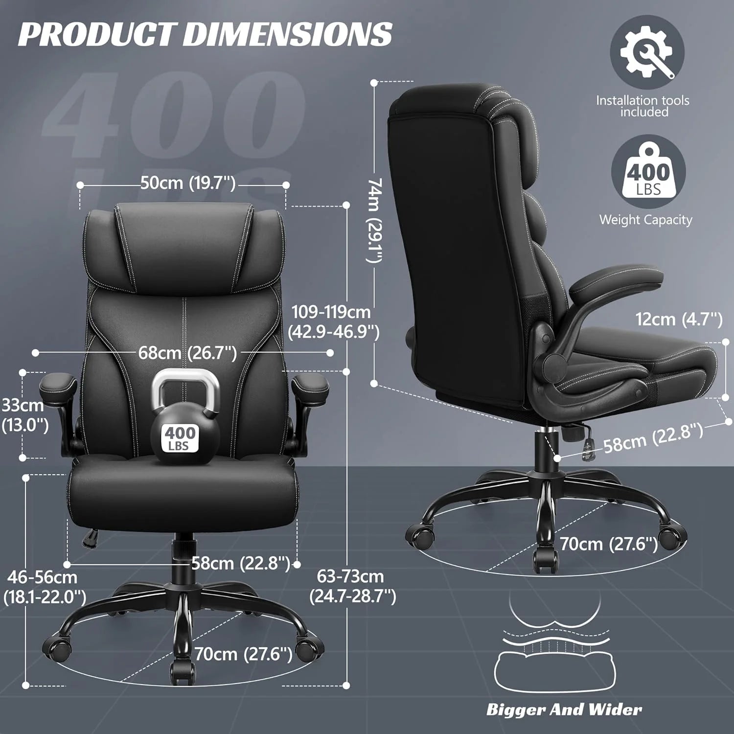 Office Chair Large High-Foot Computer Desk Chair, Breathable Leather Chair Lumbar Support Rotating Computer Chair