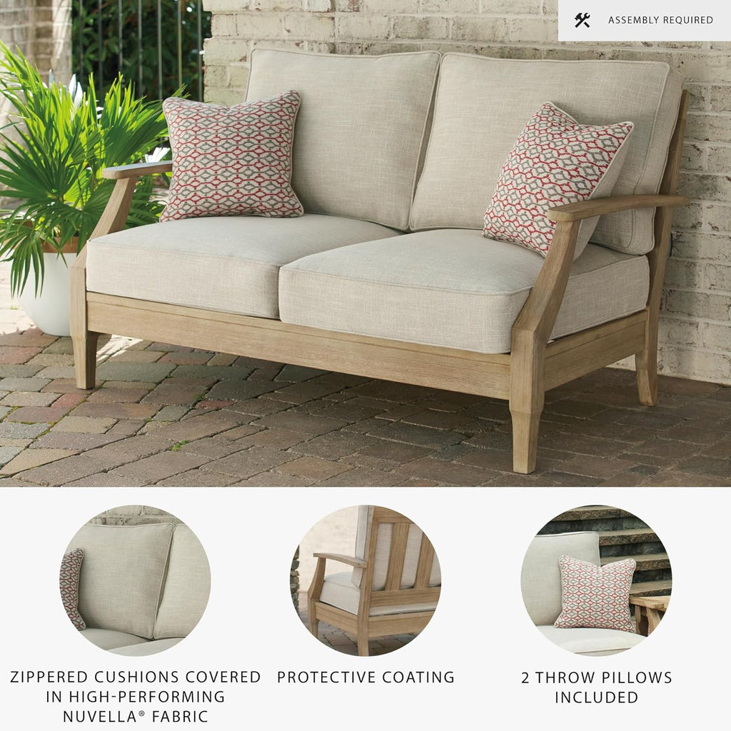 Coastal view outdoor terrace eucalyptus sofa
