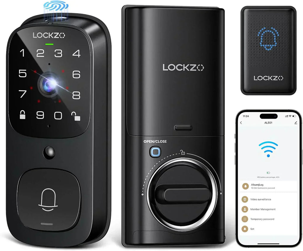 Video Smart Lock with Doorbell Keyless Entry Door Lock Built-in WiFi Camera Front Door