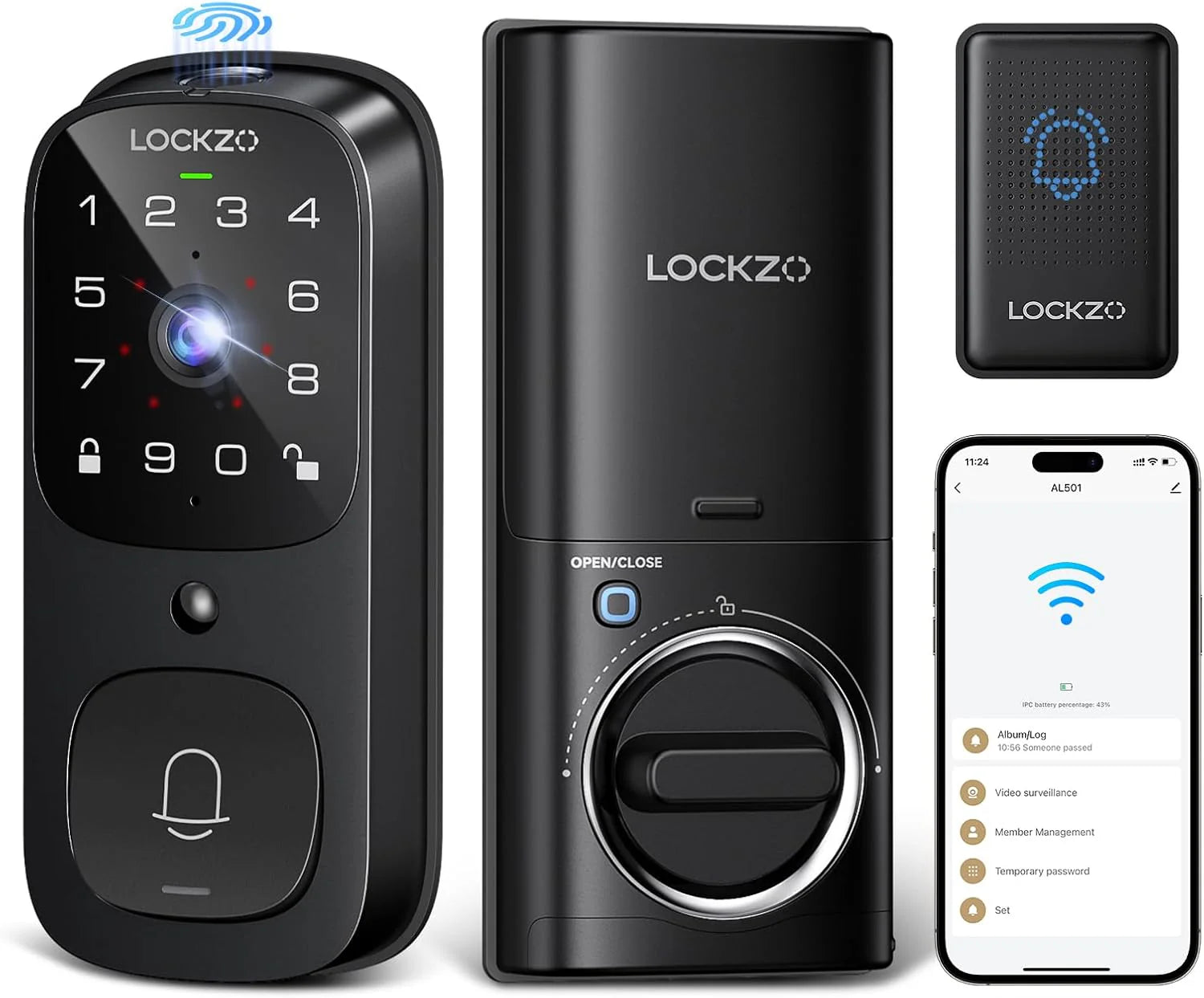Video Smart Lock with Doorbell Keyless Entry Door Lock Built-in WiFi Camera Front Door Deadbolt Lock