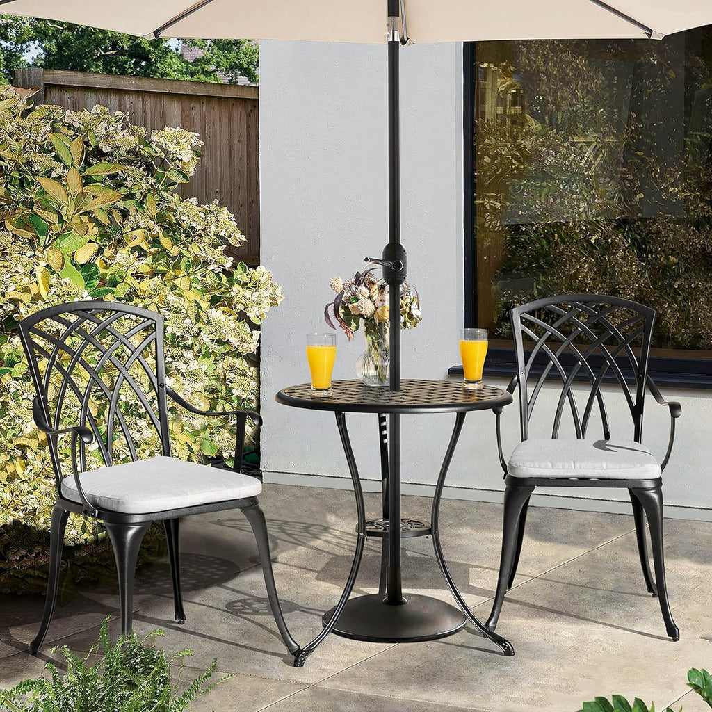 NUU GARDEN Bistro Set 3 Piece Outdoor Cast Aluminum Patio Bistro Set Patio Table Chairs Set of 2