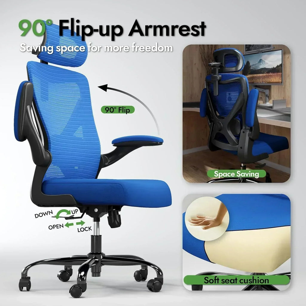 Office computer desk and chair gaming chair with lumbar support and headrest