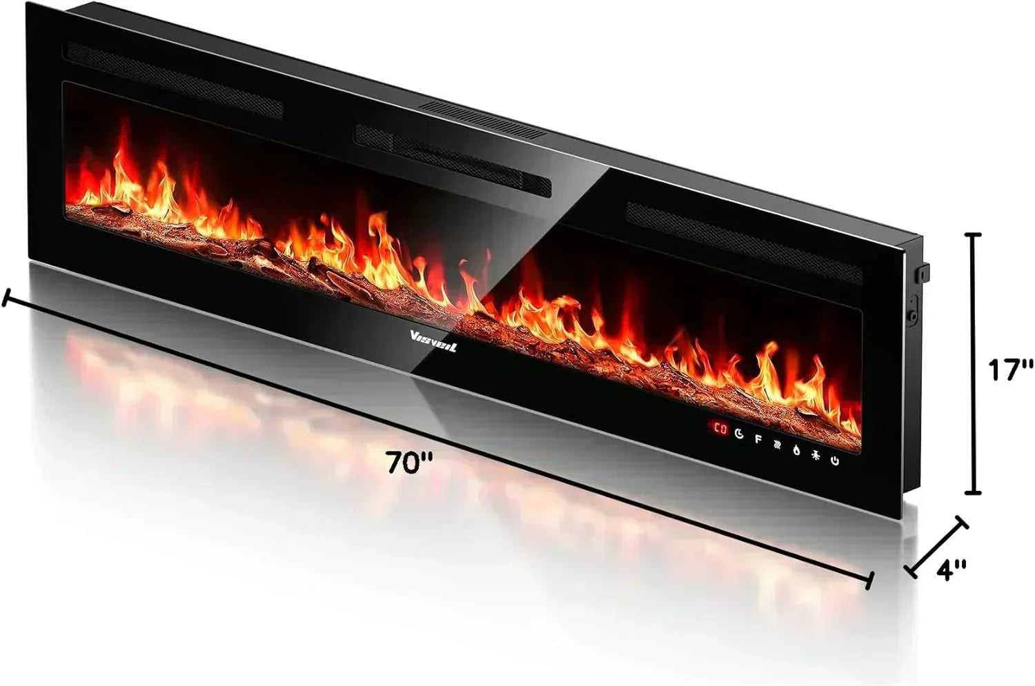 Electric Fireplace 60Inch Wall Mounted Electric Fireplace Heater with Timer Inserts TV Stand