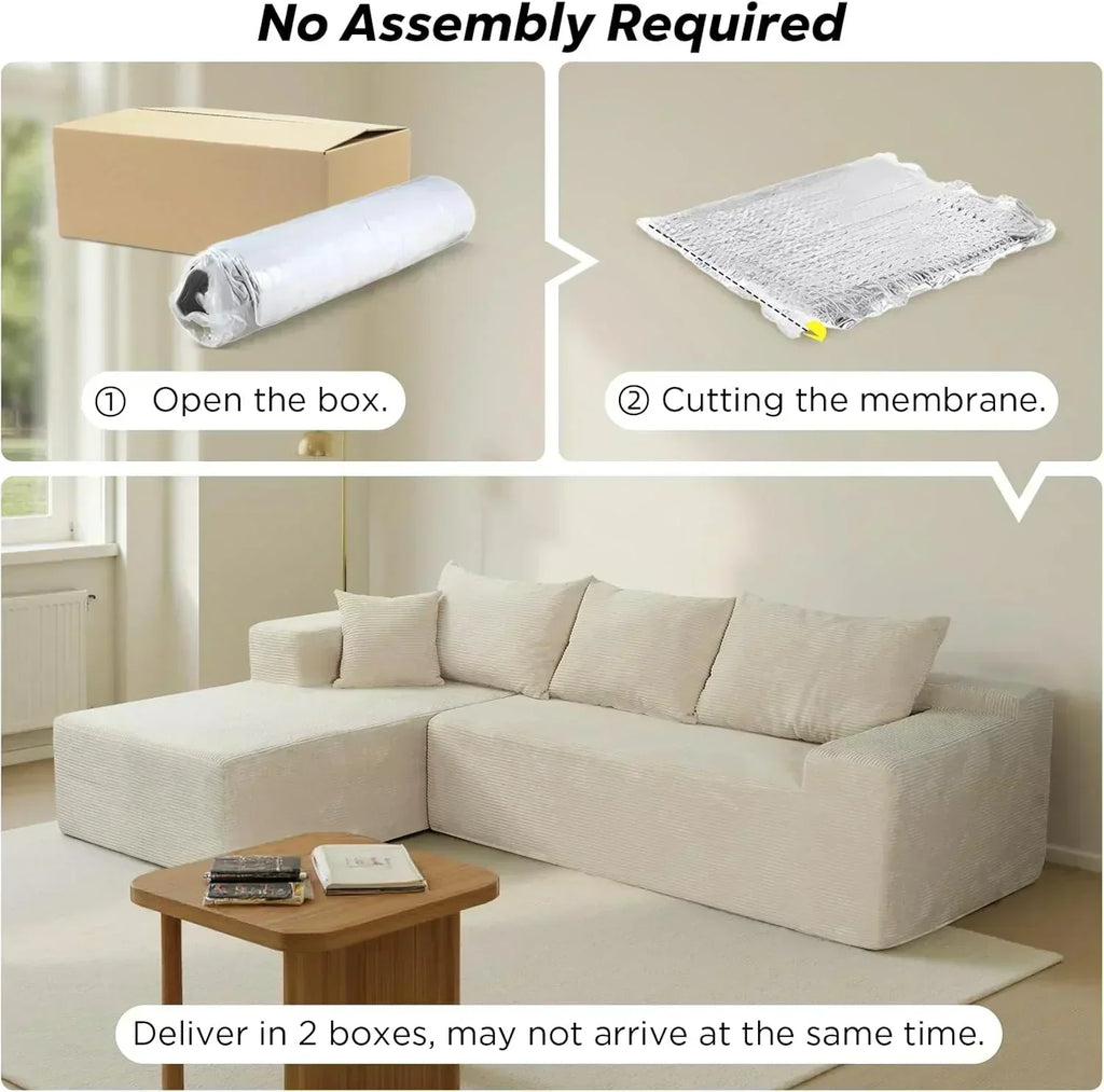 Cloud sofa with L-shaped lounge chair modern modular sofa with deep seats