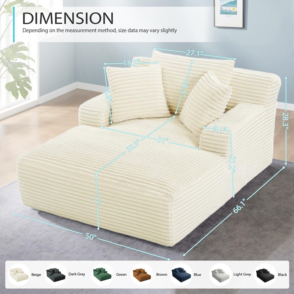 50-inch indoor recliner oversized corduroy upholstered boneless sofa bed deep sleeper sofa