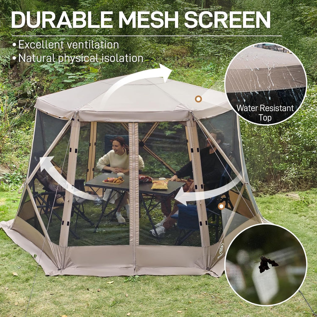 Pop up Screen House Tent for Camping 11.5 x 9.8 ft Instant Screened Gazebo Canopy
