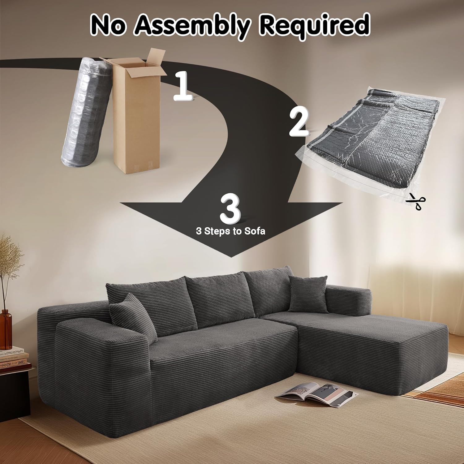 Ovios 104 Cloud Section Sofa L-shaped lounge chair, modern modular sofa