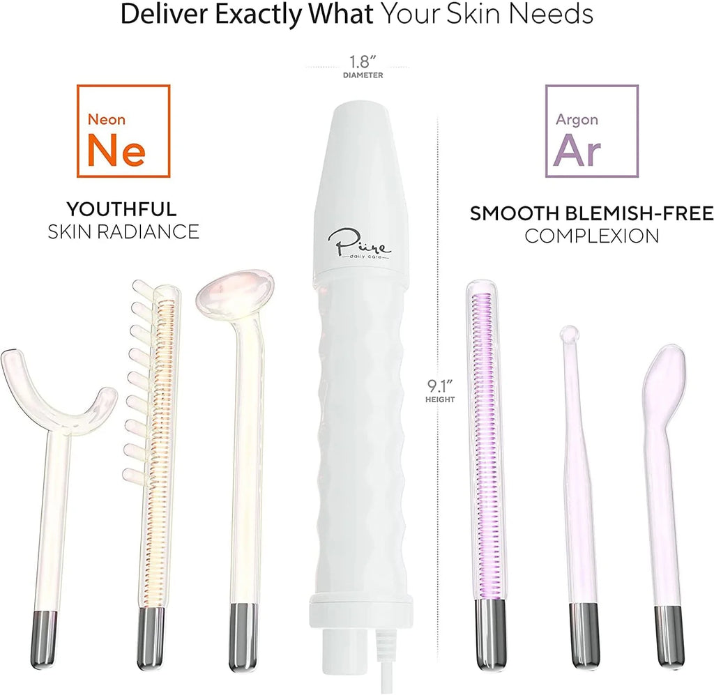 NuDerma Professional Skin Therapy Wand Portable Skin Therapy Machine 6 Neon Argon Wands