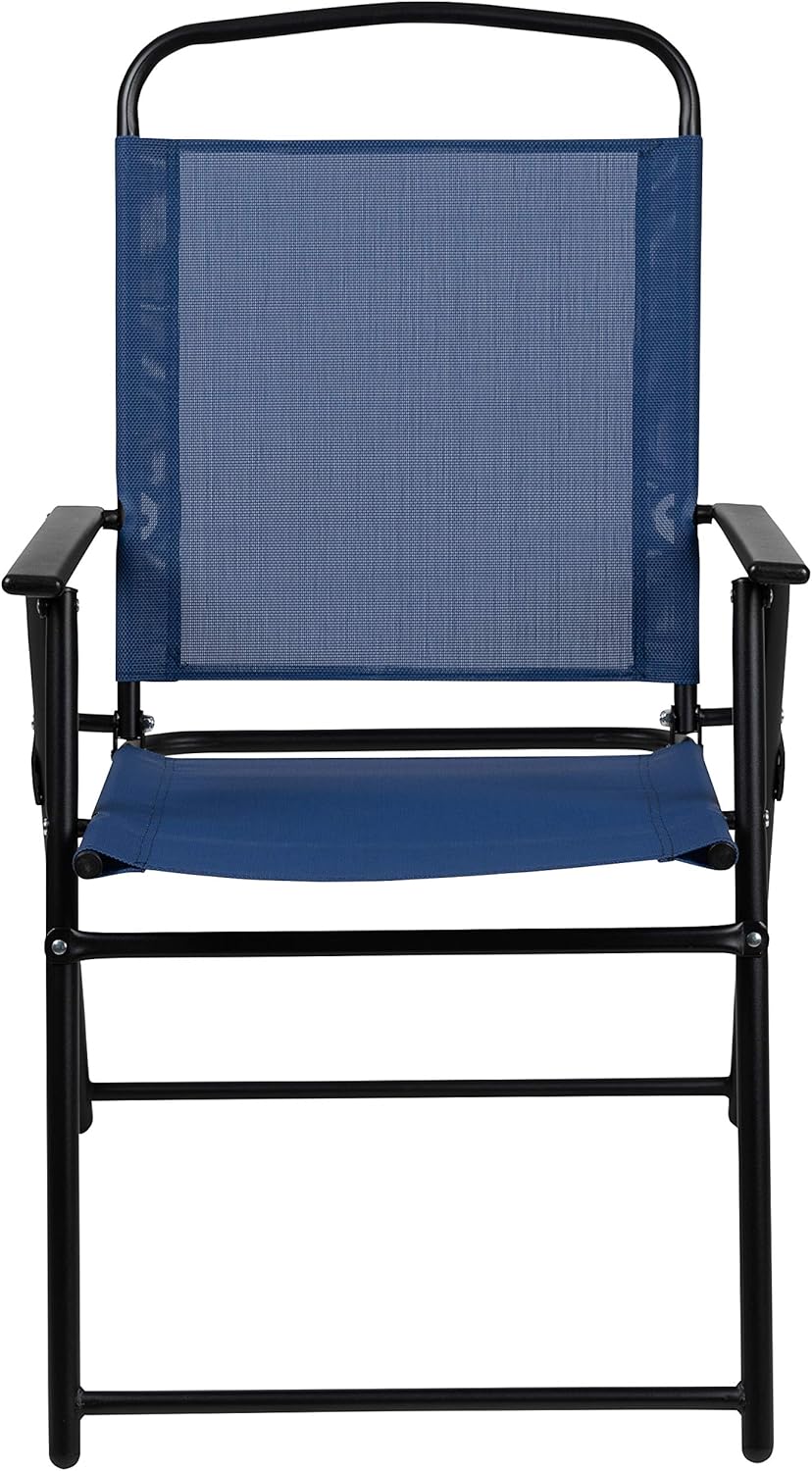 EMMA + OLIVER 6 Piece Brown Patio Garden Set with Umbrella Table Set of 4 Folding Chairs