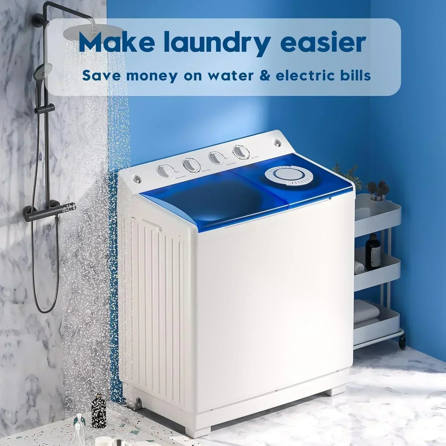 Auertech Portable Washing Machine 28lb Twin Tub Washing Machine Compact Washing Machine