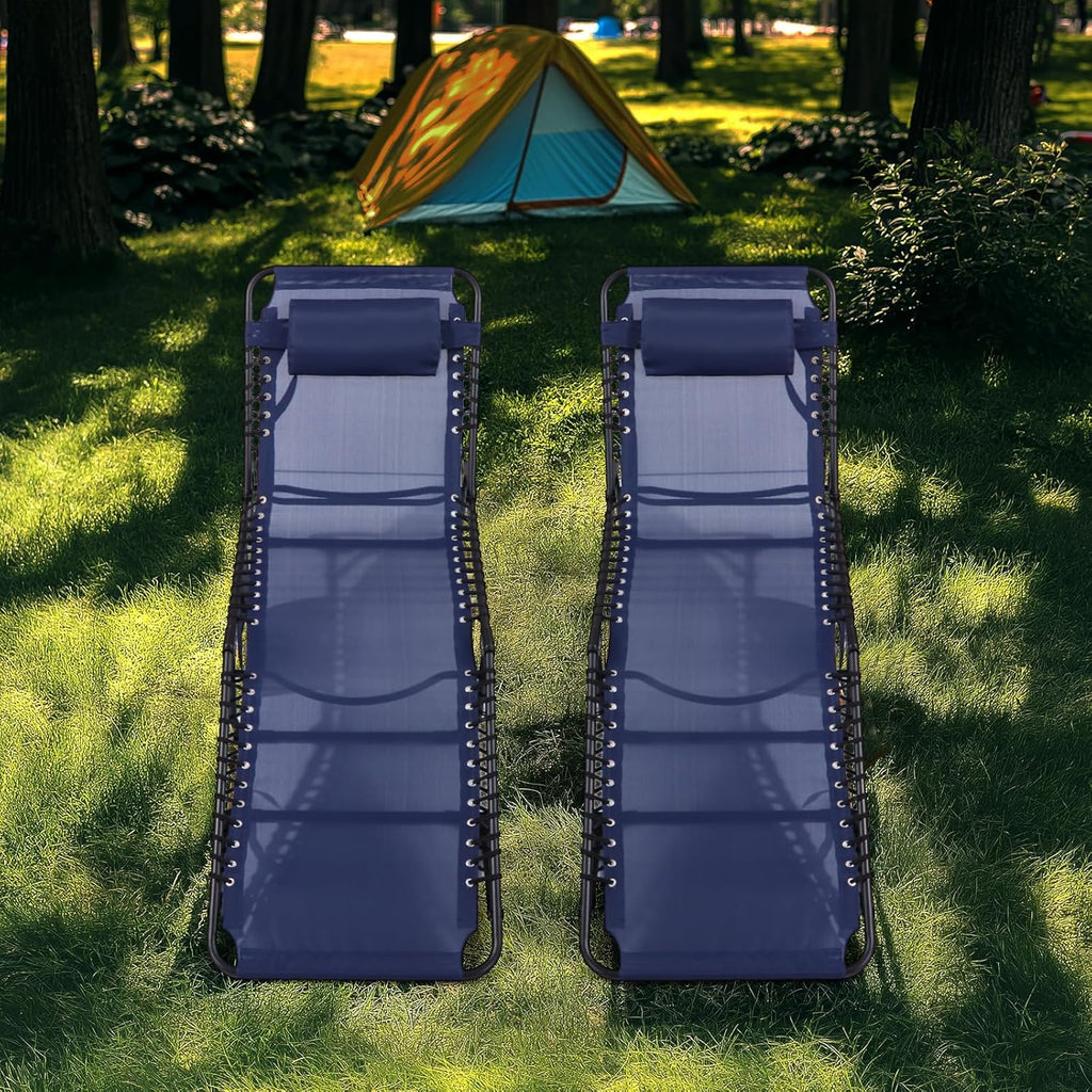 Unovivy Outdoor Chaise Lounge Chairs Portable Folding Pool Lounge Chair with Reclining Back